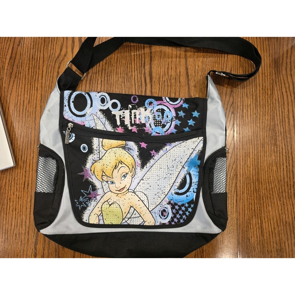 Disney Tinkerbell Messenger Bag Zippered Side Pockets Large Graphic Y2K Style